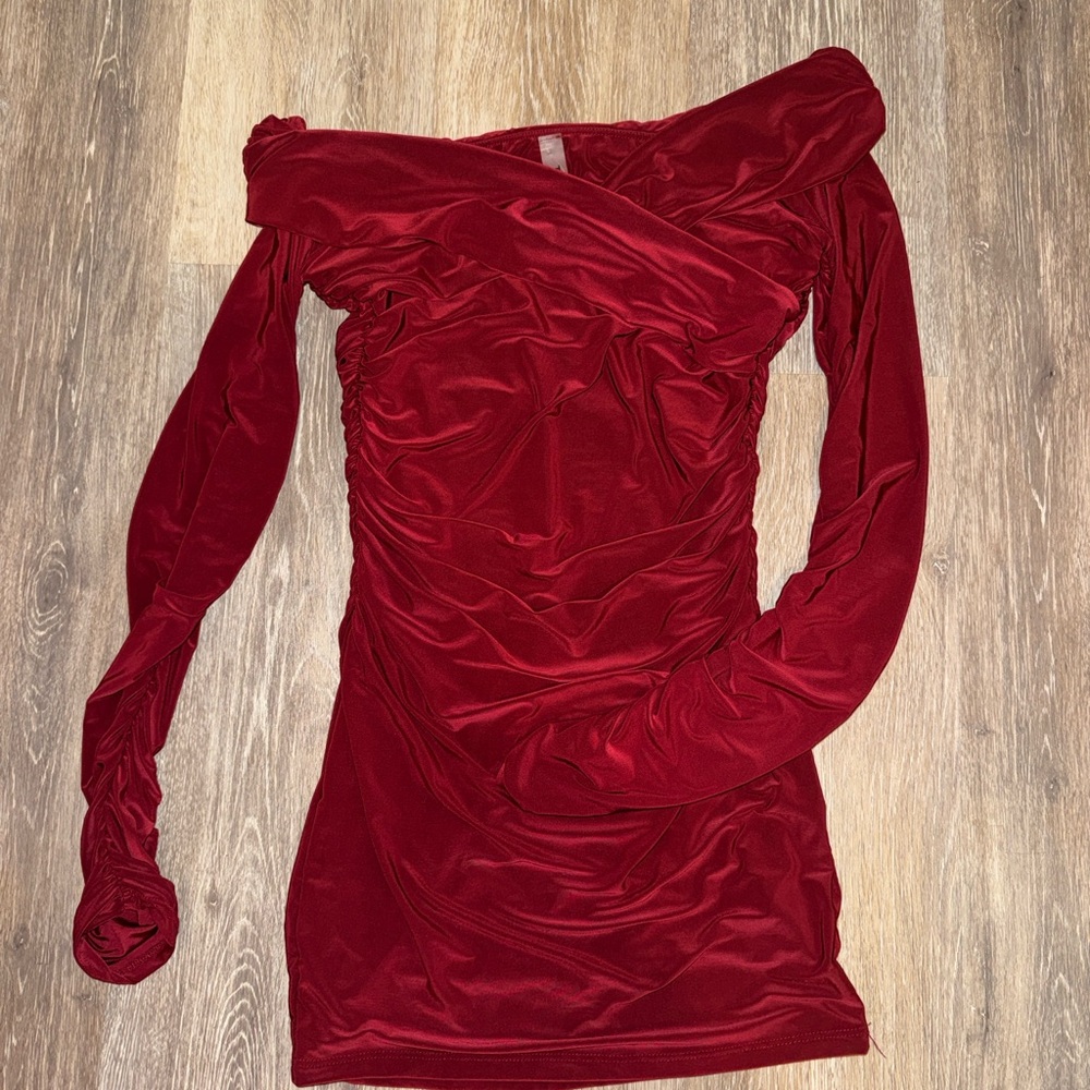 Elegant Red Off-Shoulder Dress